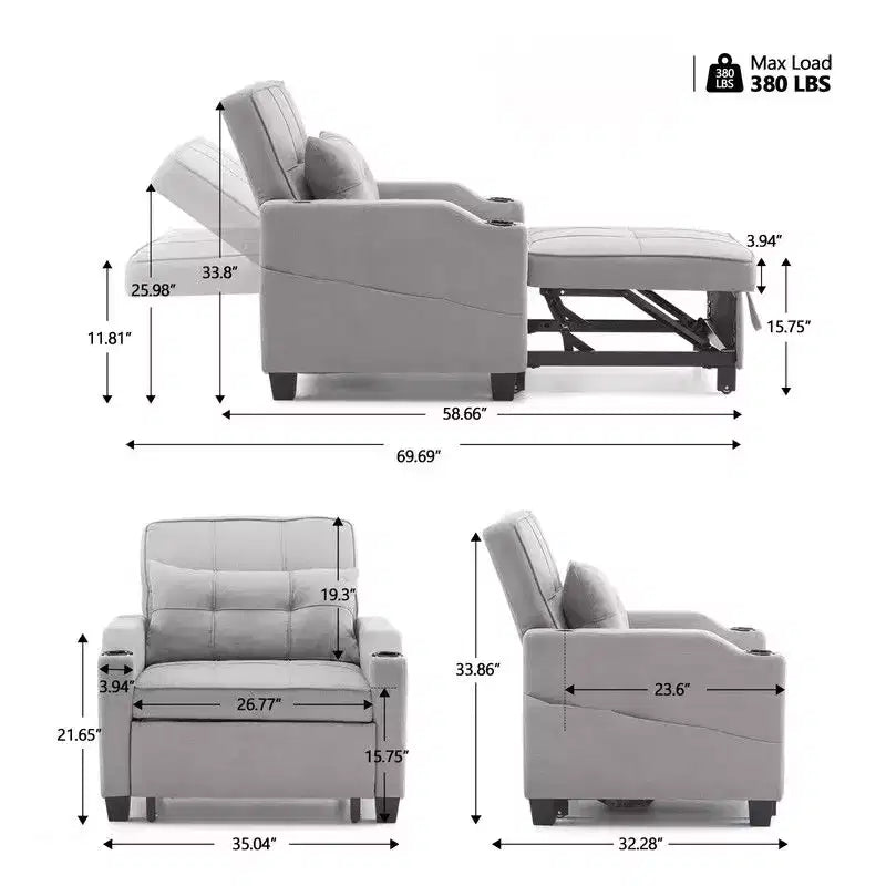 Karl Home |Canapé-lit simple de 89 cm de large