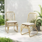 MAYEERTY Lot de 2 chaises de salle à manger d'extérieur en rotin PE avec coussin lavable pour jardin et terrasse