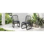 MAYEERTY Lot de 2 chaises de salle à manger d'extérieur en rotin PE avec coussin lavable en rotin gris pour patio et jardin