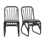 MAYEERTY Lot de 2 chaises de salle à manger d'extérieur en rotin PE avec coussin lavable en rotin gris pour patio et jardin