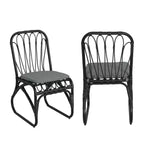 MAYEERTY Lot de 2 chaises de salle à manger d'extérieur en rotin PE avec coussin lavable en rotin gris pour patio et jardin