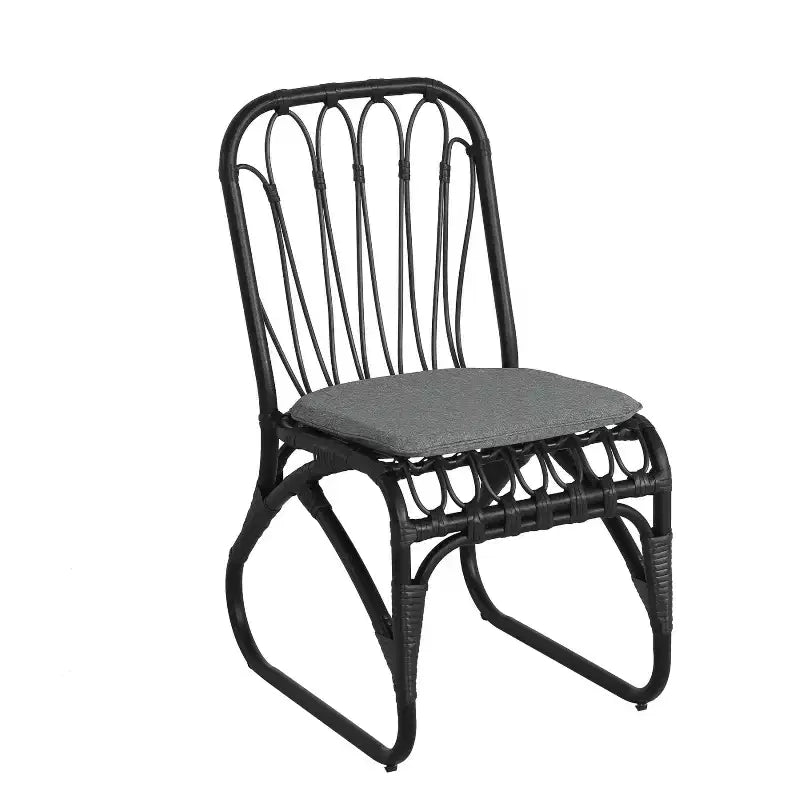 MAYEERTY Lot de 2 chaises de salle à manger d'extérieur en rotin PE avec coussin lavable en rotin gris pour patio et jardin