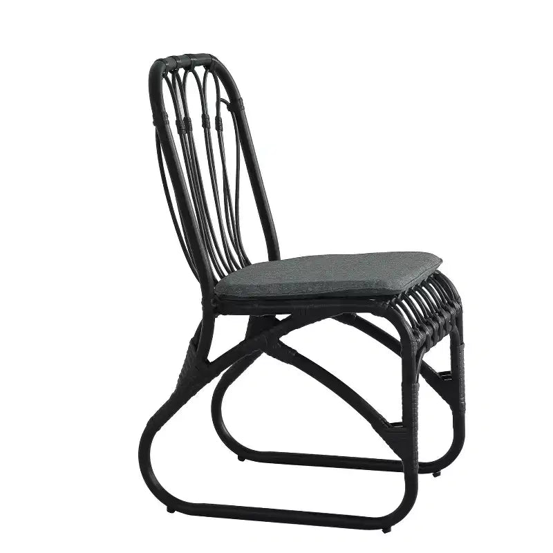 MAYEERTY Lot de 2 chaises de salle à manger d'extérieur en rotin PE avec coussin lavable en rotin gris pour patio et jardin
