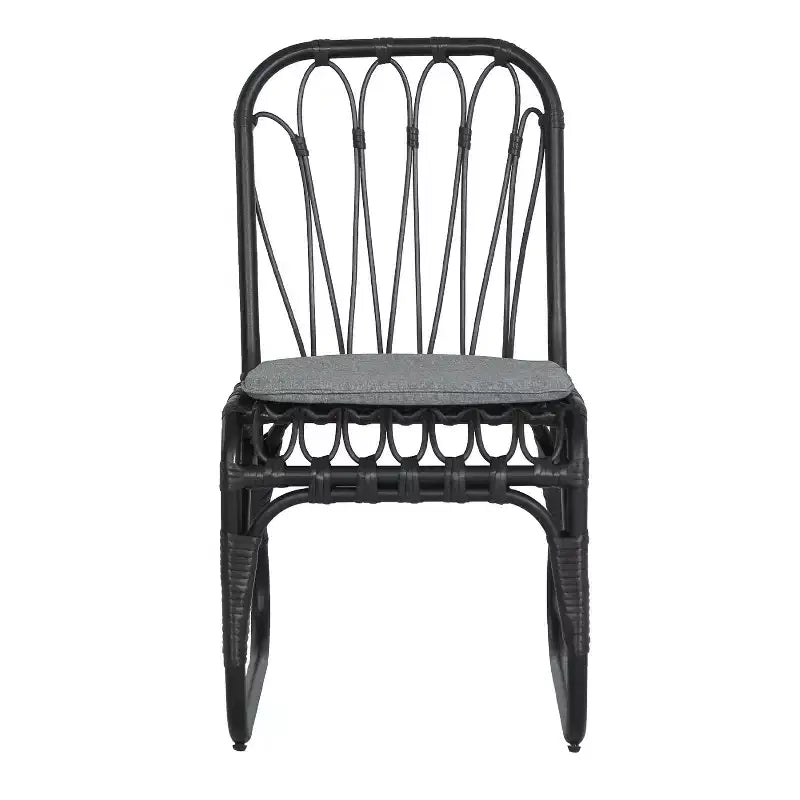MAYEERTY Lot de 2 chaises de salle à manger d'extérieur en rotin PE avec coussin lavable en rotin gris pour patio et jardin