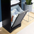 GDFStudio Helen Armoire de salle de bain moderne de 162 cm de haut avec étagères réglables, panier à linge et rangement de vêtements caché