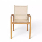 MAYEERTY Lot de 2 chaises de salle à manger en teck avec coussins textiles beiges pour salle à manger et patio