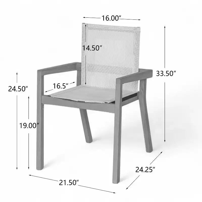 MAYEERTY Lot de 2 chaises de salle à manger en teck avec coussins textiles beiges pour salle à manger et patio