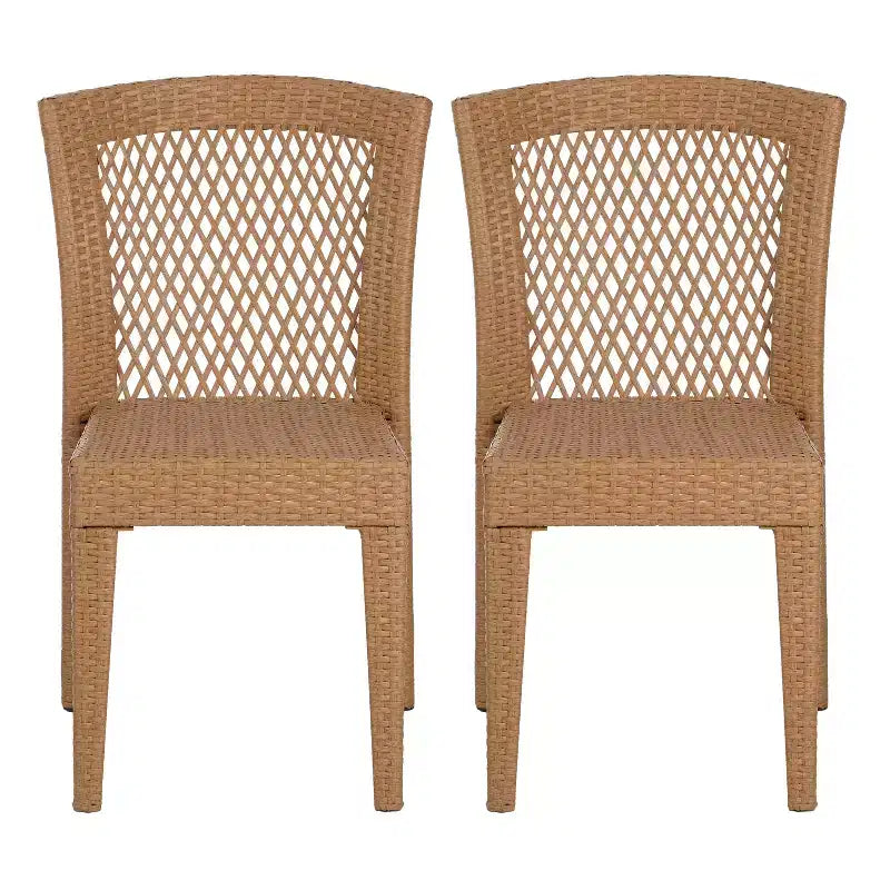 MAYEERTY Lot de 2 chaises d'appoint empilables Design KD Marron clair Peu encombrant pour cuisine et salle à manger