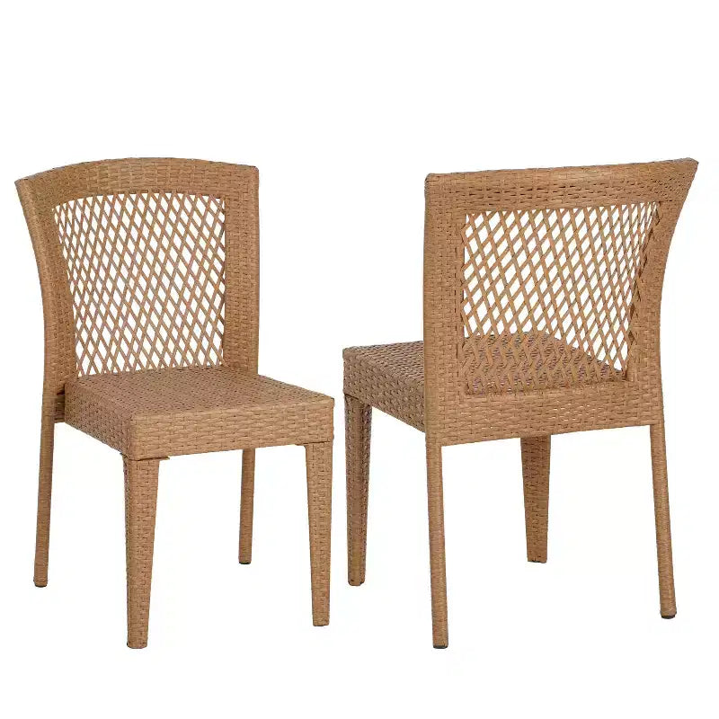 MAYEERTY Lot de 2 chaises d'appoint empilables Design KD Marron clair Peu encombrant pour cuisine et salle à manger