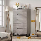 Commode haute autoportante élégante avec 5 grands tiroirs