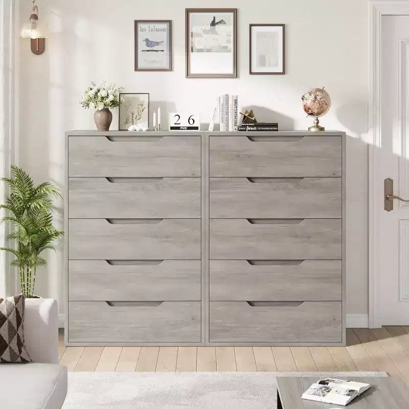 Commode haute autoportante élégante avec 5 grands tiroirs