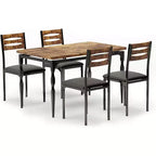Ensemble de salle à manger industriel moderne, combo table et 4 chaises 5 pièces, table de cuisine peu encombrante avec pieds en métal pour maisons et appartements