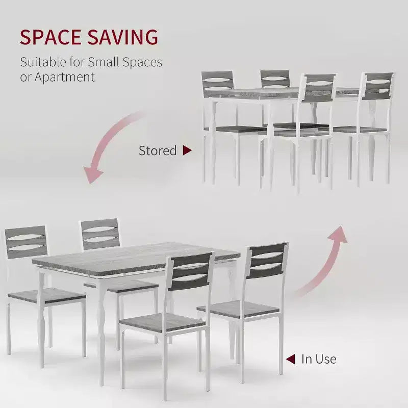 Ensemble de salle à manger industriel moderne, combo table et 4 chaises 5 pièces, table de cuisine peu encombrante avec pieds en métal pour maisons et appartements