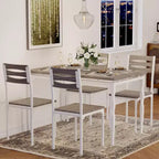 Ensemble de salle à manger industriel moderne, combo table et 4 chaises 5 pièces, table de cuisine peu encombrante avec pieds en métal pour maisons et appartements