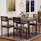 Ensemble de salle à manger industriel moderne, combo table et 4 chaises 5 pièces, table de cuisine peu encombrante avec pieds en métal pour maisons et appartements