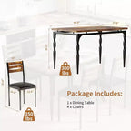 Ensemble de salle à manger industriel moderne, combo table et 4 chaises 5 pièces, table de cuisine peu encombrante avec pieds en métal pour maisons et appartements