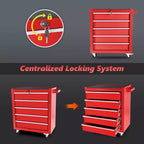 Servante d'atelier à 5 tiroirs avec roues, armoire de rangement à outils robuste et verrouillable pour garage, atelier et entrepôt