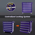 Servante d'atelier à 5 tiroirs avec roues, armoire de rangement à outils robuste et verrouillable pour garage, atelier et entrepôt