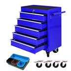 Servante d'atelier à 5 tiroirs avec roues, armoire de rangement à outils robuste et verrouillable pour garage, atelier et entrepôt