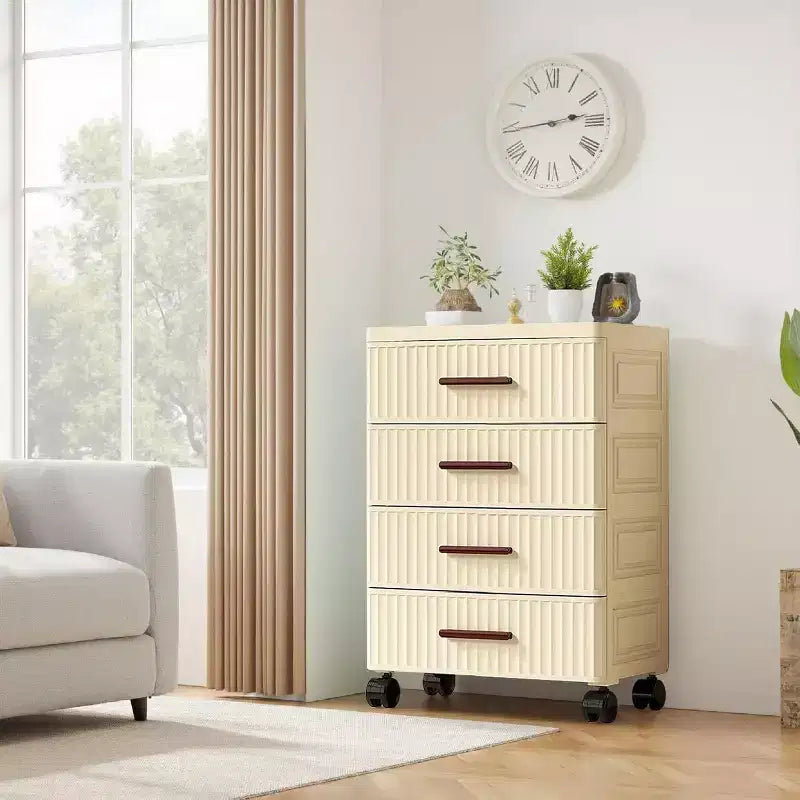 Acekool Meuble à Tiroirs en Plastique avec Roues, Boîte de Rangement à Roulettes, Organiseur Multi-Niveaux pour Chambre, Bureau, Maison4 Niveaux