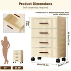 Acekool Meuble à Tiroirs en Plastique avec Roues, Boîte de Rangement à Roulettes, Organiseur Multi-Niveaux pour Chambre, Bureau, Maison4 Niveaux