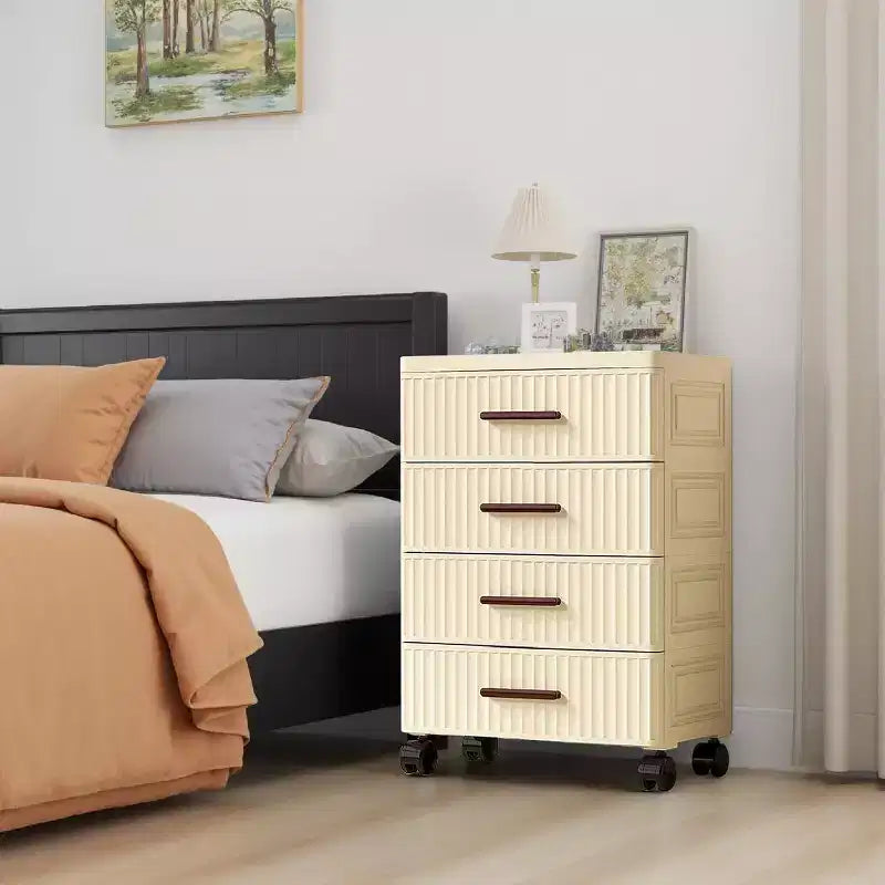 Acekool Meuble à Tiroirs en Plastique avec Roues, Boîte de Rangement à Roulettes, Organiseur Multi-Niveaux pour Chambre, Bureau, Maison4 Niveaux