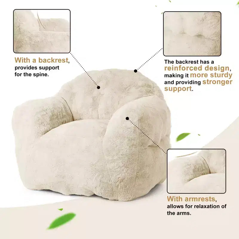 Pouf géant GustoWave pour chambre et salon, beige