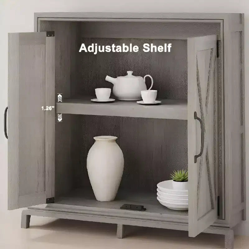 Bibliothèque à 5 étagères avec armoire de rangement, étagère en bois rustique de style ferme avec portes, meuble de rangement autonome à 5 niveaux pour salon, chambre à coucher