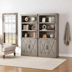 Bibliothèque à 5 étagères avec armoire de rangement, étagère en bois rustique de style ferme avec portes, meuble de rangement autonome à 5 niveaux pour salon, chambre à coucher