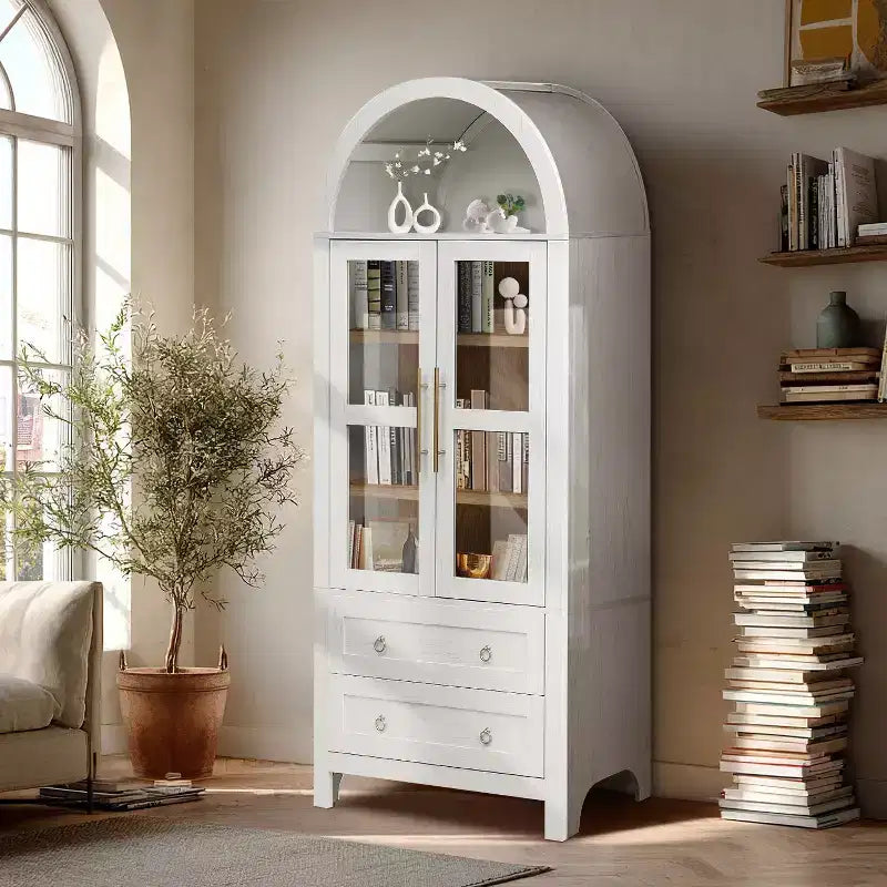 Vatros Tall Arched Cabinet with Adjustable Shelves