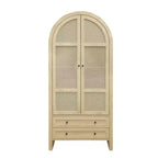 Vatros 71 Arched Kitchen Pantry Cabinet with Rattan Doors