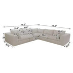 118,2 Tissu Côtelé Blanc Canapé Nuage en Forme de L Bricolage Canapés à Assise Profonde Design Double Couche Coussin Amovible Pas d'assemblage