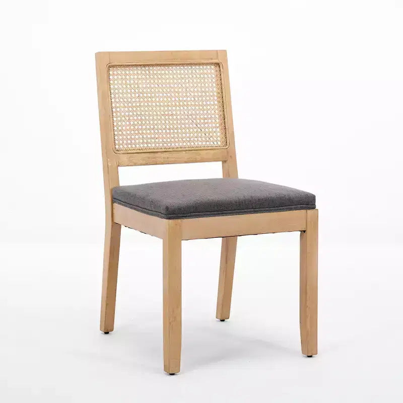 CLIHOME Lot de 2 chaises de salle à manger en rotin de style ferme, chaises d'appoint de cuisine rembourrées en cannage avec cadre en bois dur naturel