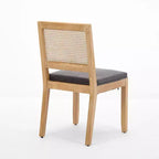 CLIHOME Lot de 2 chaises de salle à manger en rotin de style ferme, chaises d'appoint de cuisine rembourrées en cannage avec cadre en bois dur naturel