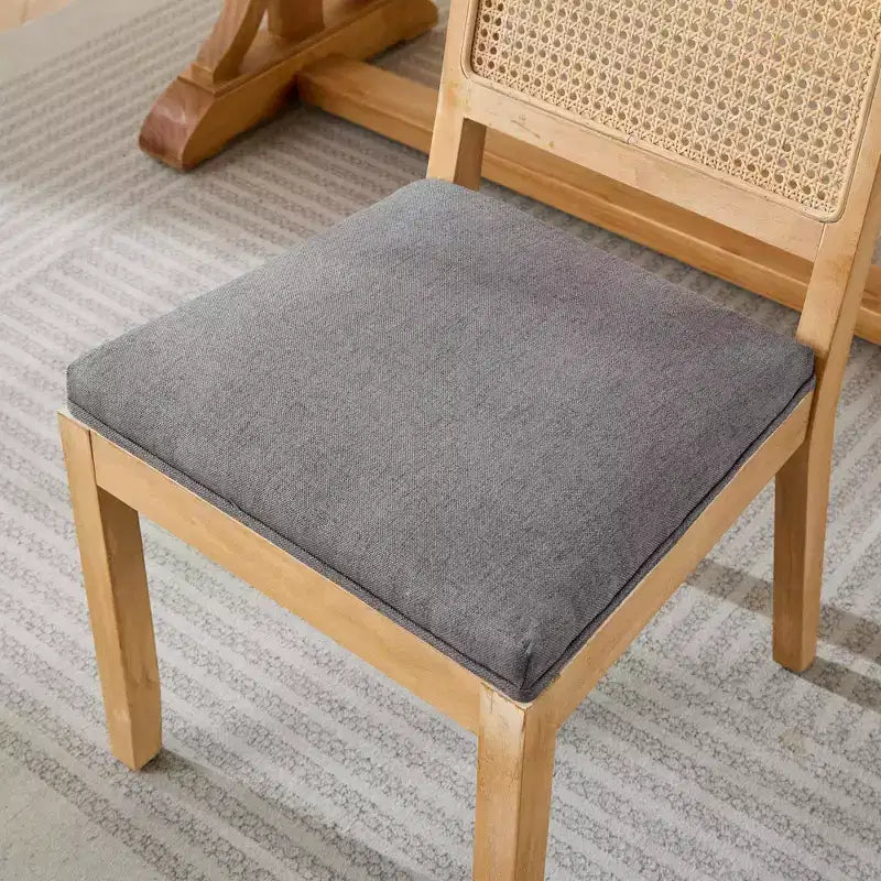 CLIHOME Lot de 2 chaises de salle à manger en rotin de style ferme, chaises d'appoint de cuisine rembourrées en cannage avec cadre en bois dur naturel