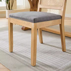 CLIHOME Lot de 2 chaises de salle à manger en rotin de style ferme, chaises d'appoint de cuisine rembourrées en cannage avec cadre en bois dur naturel