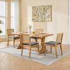 CLIHOME Lot de 2 chaises de salle à manger en rotin de style ferme, chaises d'appoint de cuisine rembourrées en cannage avec cadre en bois dur naturel