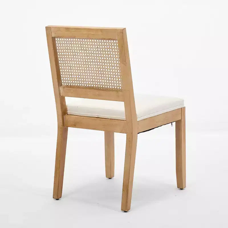 CLIHOME Lot de 2 chaises de salle à manger en rotin de style ferme, chaises d'appoint de cuisine rembourrées en cannage avec cadre en bois dur naturel
