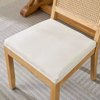 CLIHOME Lot de 2 chaises de salle à manger en rotin de style ferme, chaises d'appoint de cuisine rembourrées en cannage avec cadre en bois dur naturel