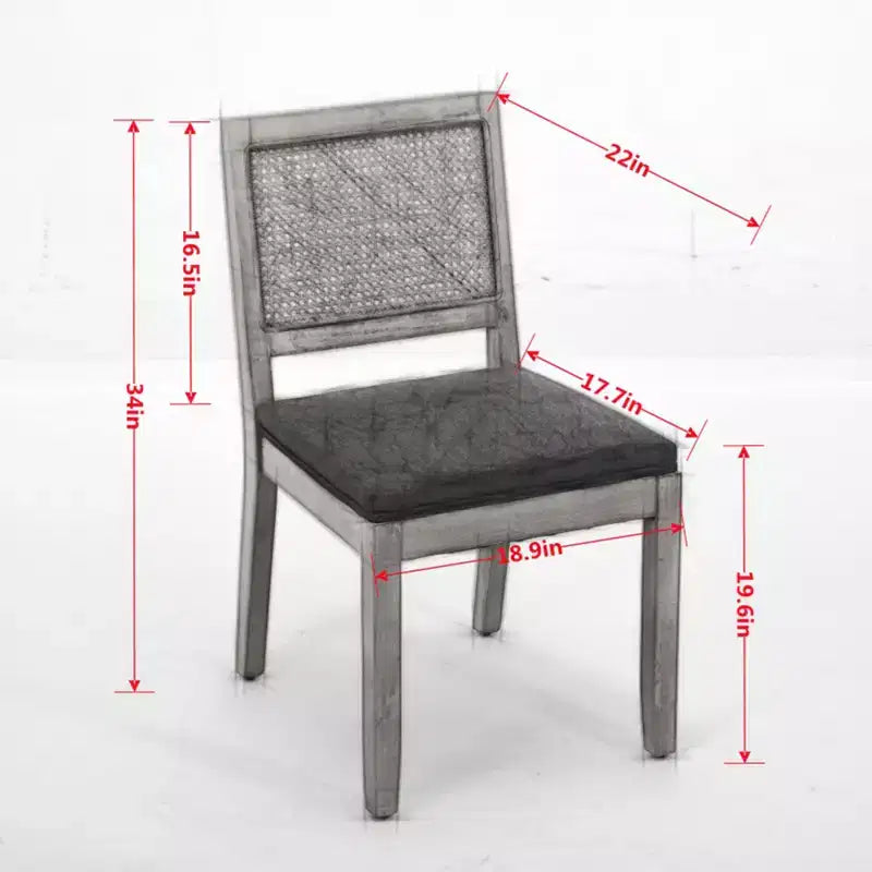 CLIHOME Lot de 2 chaises de salle à manger en rotin de style ferme, chaises d'appoint de cuisine rembourrées en cannage avec cadre en bois dur naturel