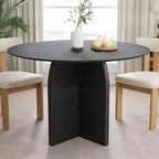 PexFix 45 x45 Solid Wood Round Dining Table with Black Finish and Elegant Arched Legs for Modern Dining Rooms & Kitchens