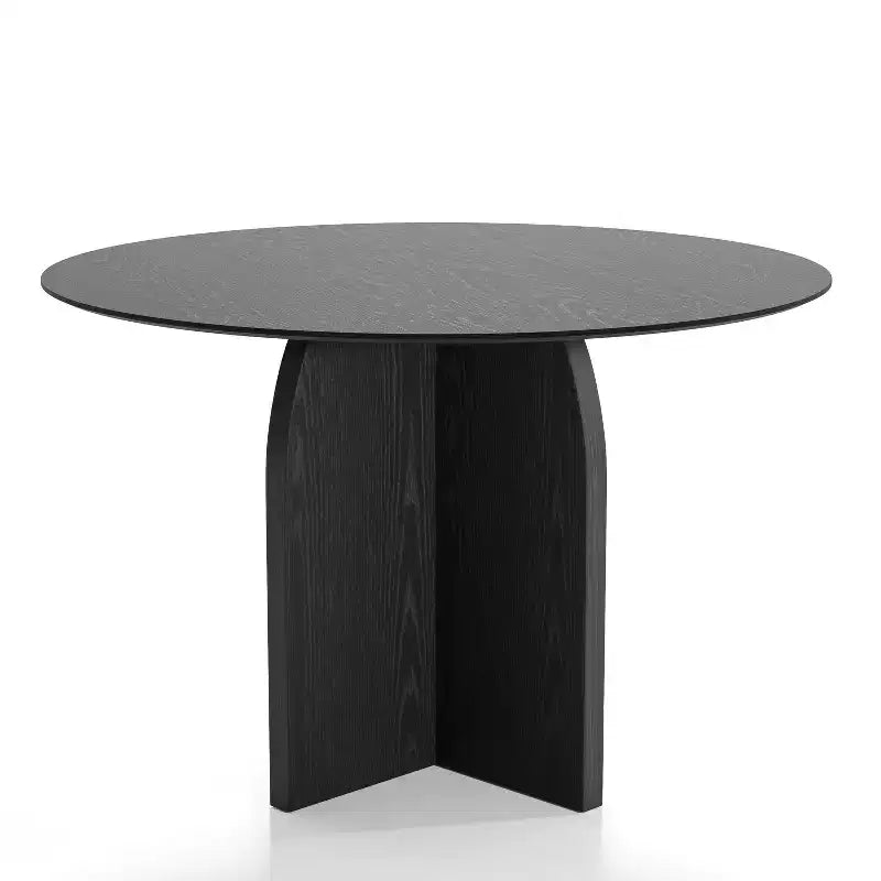Table à manger ronde en bois massif PexFix 45 x 45 avec finition noire et pieds arqués élégants pour salles à manger et cuisines modernes