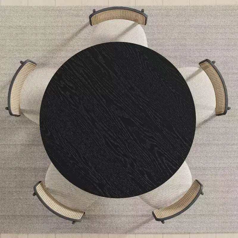 Table à manger ronde en bois massif PexFix 45 x 45 avec finition noire et pieds arqués élégants pour salles à manger et cuisines modernes