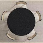 Table à manger ronde en bois massif PexFix 45 x 45 avec finition noire et pieds arqués élégants pour salles à manger et cuisines modernes