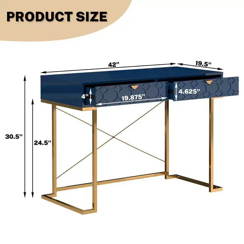 CLIHOME Table console/Bureau de 42 po moderne/contemporain avec 2 tiroirs