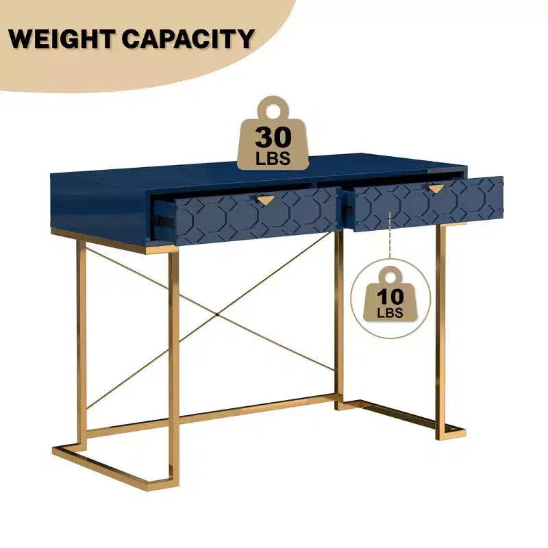 CLIHOME Table console/Bureau de 42 po moderne/contemporain avec 2 tiroirs