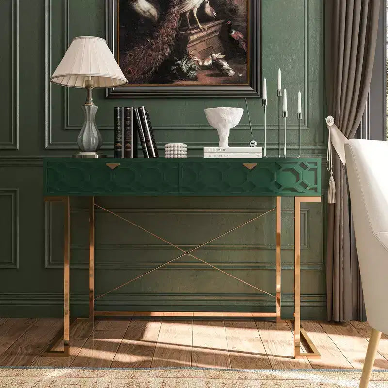 CLIHOME Table console/Bureau de 42 po moderne/contemporain avec 2 tiroirs