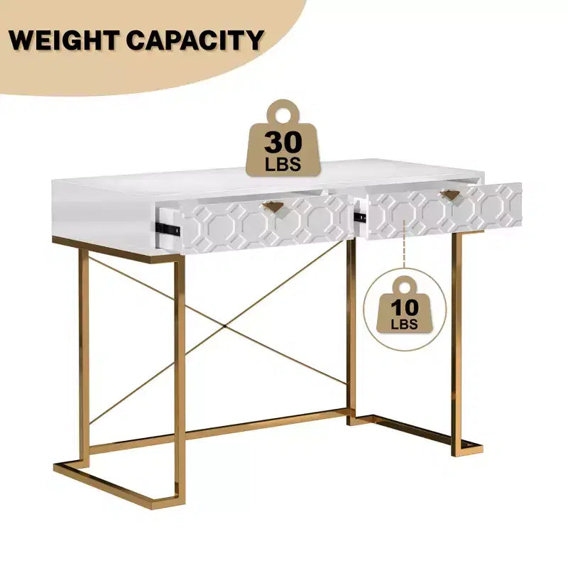 CLIHOME Table console/Bureau de 42 po moderne/contemporain avec 2 tiroirs
