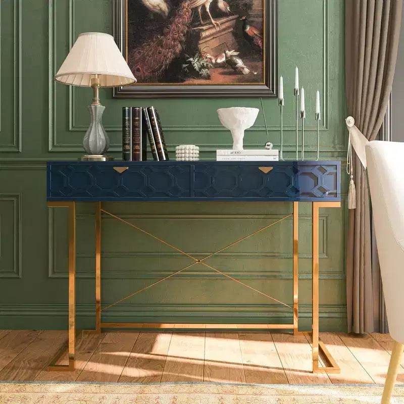 CLIHOME Table console/Bureau de 42 po moderne/contemporain avec 2 tiroirs