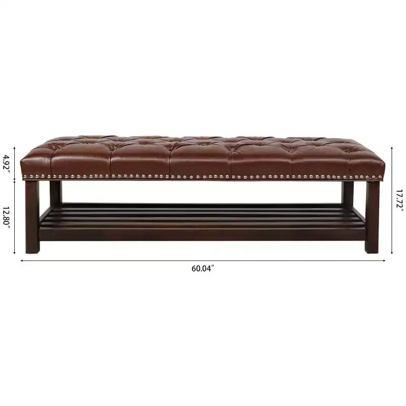 Banc de lit rembourré TUYOHW, banc de lit d'entrée pour chaussures, 60 avec garniture cloutée, banc en cuir rembourré, étagère à chaussures de salon, repose-pieds